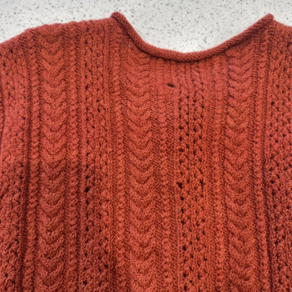 Women's Hand Knit Rust Crochet Sweater Vest‎ Open Front Grannycore Large VINTAGE - Picture 9 of 9